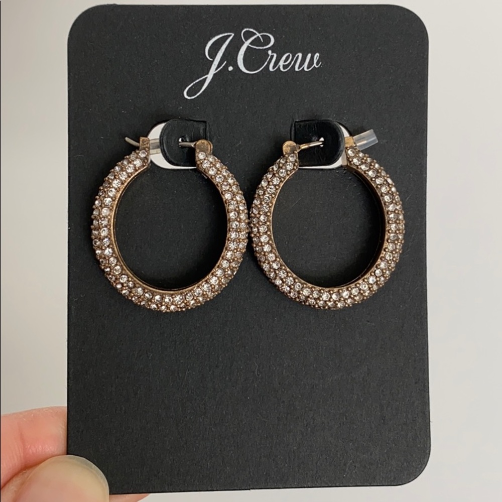 J.crew Rounded Pave Hoop Earrings